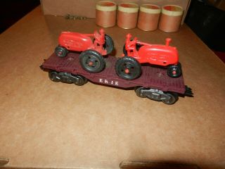 Marx Erie Flat Car W/2 Tractors,  8 Wheel,