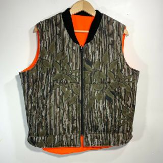 Walls Blizzard Pruf Camo Reversible Vest L Blaze Orange Hunting Vintage 80s