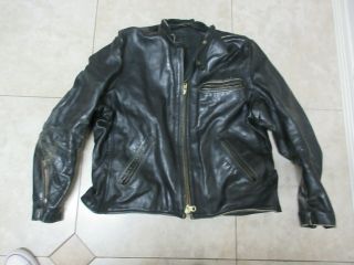 Vtg Rare Leather Jacket Xl Men Police Motorcycle Biker Sport 80s Usa