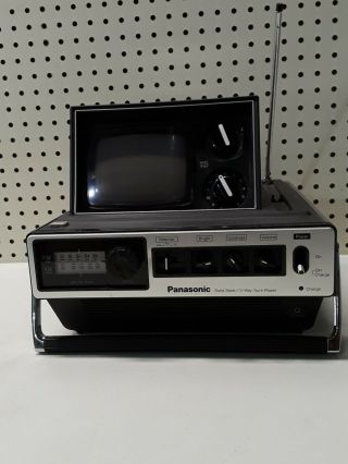Panasonic Solid State / 3way Sure Power Am/fm Pop Up B/w Tv Vintage Tr - 535