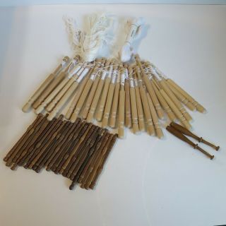 49 Vintage Wooden Bobbin Lace Making Spindles Multiple Shapes,  Thread Yarn