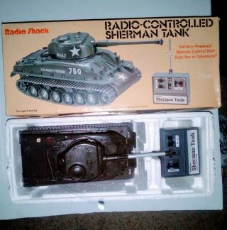 Vtg 1980 Radio Shack Military Sherman Tank W/box & Remote