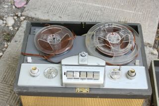 Vintage Tape - O - Matic Voice Of Music Reel To Reel Tape Recorder Portable W/ Case