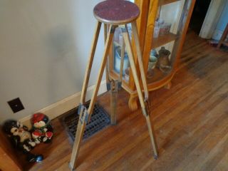 Vintage Rochester Optical Wooden Camera Tripod With Extension Legs