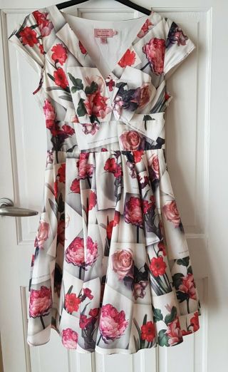 Ted Baker Bequii Rose Floral Vintage Style Dress.  Retro 50 