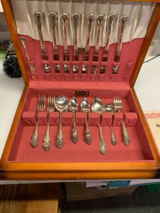 Vtg King Edward Exquisite Silver Plate National Silver Co Flatware Set W/ Chest