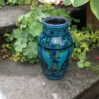 A Vintage Persian,  Iznik Pottery Vase,  Turquoise Painted / Islamic Turkish.