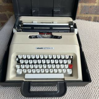 Vintage Olivetti Lettera 35 Portable Typewriter,  Case & Order