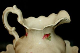 Vintage Handmade Floral Ceramic Porcelain Water Pitcher & Wash Bowl Basin TAP 04 3