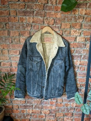 Womens Vintage 90s Levi Sherpa Lined Denim Jacket Size Xl