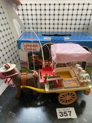 Sylvanian Families Rare Vintage Tomy Ice Cream Cart,  Boxed And Complete
