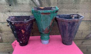 3 Vintage Cast Iron Rain Hopper Garden Wall Planter Pot Drain Down Pipe