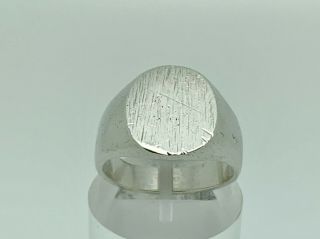Vintage C1970s Sterling Silver Blank Unengraved Signet Mens Chunky Ring Size R