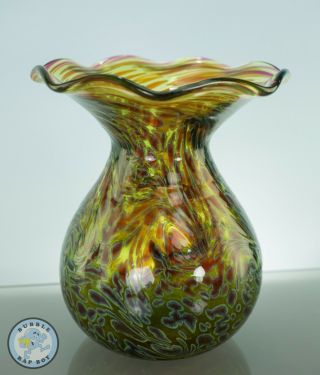 Vintage Beautifully Crafted Hand Blown Art Glass Posy Vase 5 "