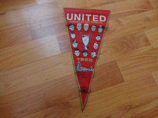 Vintage Manchester United 1968 European Cup Winners Busby Babes Pennant