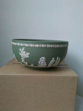 Vintage Wedgewood Green Jasperware Sacrifice Bowl