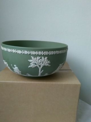 Vintage Wedgewood Green Jasperware Sacrifice Bowl 2