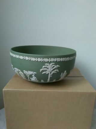 Vintage Wedgewood Green Jasperware Sacrifice Bowl 3