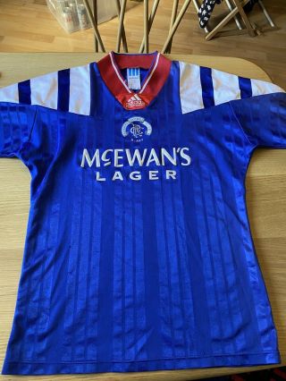 Rare Vintage Glasgow Rangers Home Football Shirt 1992 1993 1994 Mcewans S Adidas