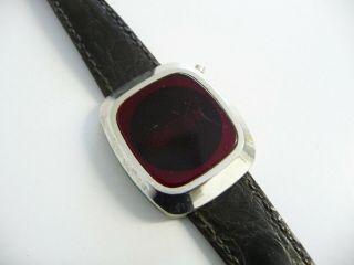 Rare Vintage Commodore France Red Led Wrist Watch; Large Digital Screen Display