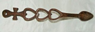 Vintage Hand Made Wooden Welsh Love Spoon Large 30 Cms Hearts & Celtic Cross