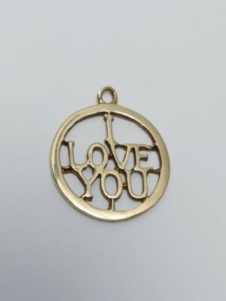 Stunning Vintage 9ct Yellow Gold " I Love You " Charm Pendant 375