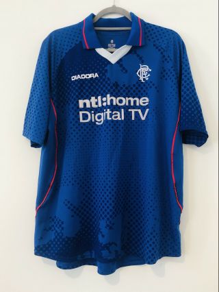 Vintage Rangers 2002 - 2003 Home Diadora Football Shirt Size Xl