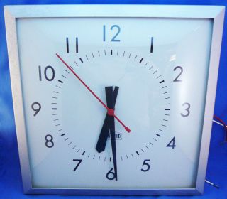 Vintage Standard Electric Time Corp.  Wall Clock 13 " Square,  Box,  115 Vac,