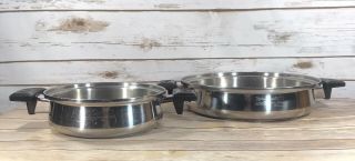 Vintage Kitchen Queen 10 1/5 & 7 1/2 Pan Frying Stock Pot 5 Ply Stainless Steel