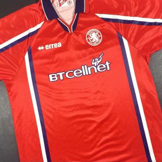 Middlesbrough Football Club Errea Home Shirt 1999 - 2000 Vintage Boro Size Xl