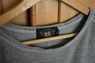 Rrl Ralph Lauren Grey Waffle Knit Thermal Top T Shirt Size L Vintage