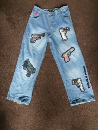 Arme Welcome To The Hood Baggy Gun Jeans Vintage Hip Hop Size 40