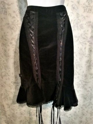Vintage Tripp Nyc Black Velvet Skirt S Y2k Mall Goth Aesthetic Emo Punk Grunge