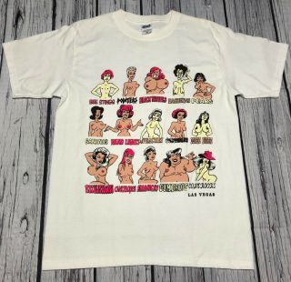 Vtg Funny 90s White Boob Tee T Shirt M Vintage Anvil Breast Las Vegas