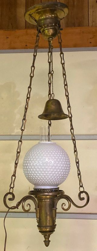 Vintage All Brass Hanging Ceiling Lamp With Smoker Cap