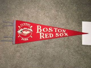 Vintage 1950’s Boston Red Sox Baseball Pennant Full Size With Tassels