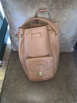 Rare Vintage Coach Brown Leather Daypack Backpack Purse
