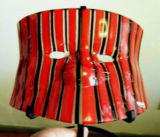Vintage Modern 1980s Ragazzi Vetri Murano Italy Art Glass Red Mask With Stand