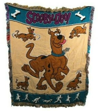 Vintage Cartoon Network 1999 Scooby - Doo Fringed Blanket