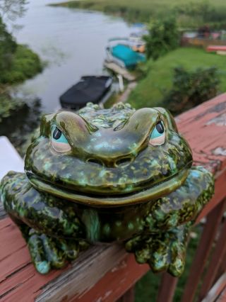 Vtg Mid Century Modern Arnels Large Ceramic Frog Toad Figurine
