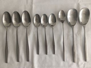 9 Vintage Dansk Variation V Stainless Soup Spoons Teaspoons Serving Spoons