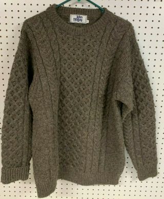 Vintage John Molloy Aran Knit Jumper Mens Size Med 100 Wool Made Ireland