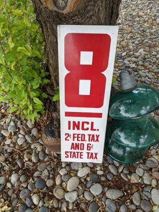 Vintage Red White Twosided 7/8 Tin Metal Gas Station Price Number Sign Afl 1159