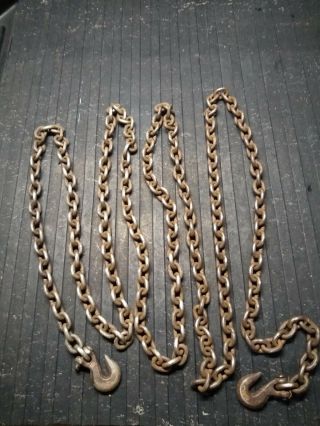 Heavy Duty 3/8 " Log Chain 22ft Long With 2 Hooks Vintage