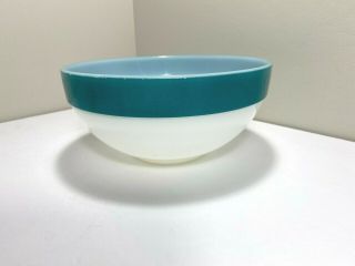 Vintage Fire King Colonial Band Turquoise Teal Blue Stripe 7.  25 " Mixing Bowl