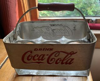 Vintage Coca - Cola Aluminum Metal 6 - Pack Bottle Carrier Caddy Made In Usa