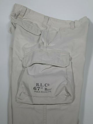 Vtg 90s Polo Ralph Lauren Off - White Thick Cotton Cargo Pants Men’s Size 30x31