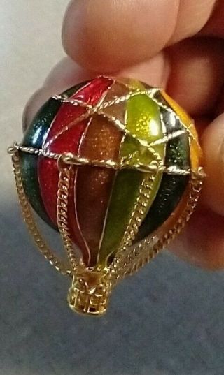 Vintage Museum Of Fine Arts Gold Plated Enamel Hot Air Balloon Brooch