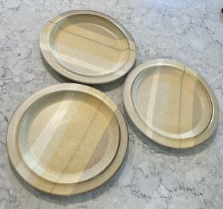Set (3) Jim Mcbride Fabrik Stoneware Salish Dinner Plates 10 - 3/4” Vintage Mcm