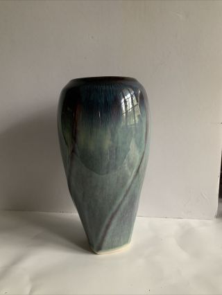 Bill Campbell Pottery Vase - 9” Blue Series Twist Vintage Ceramic Signed Wow 2